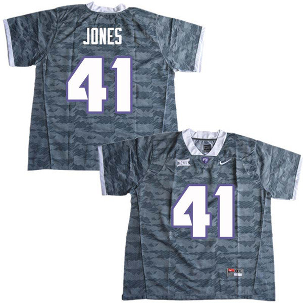 Men #41 Dillon Jones TCU Horned Frogs College Football Jerseys Sale-Gray - Click Image to Close